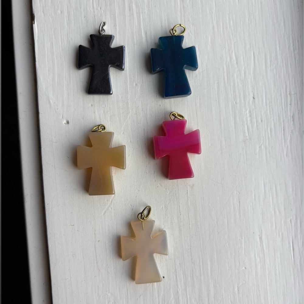 Healing stone Cross Pendants Set